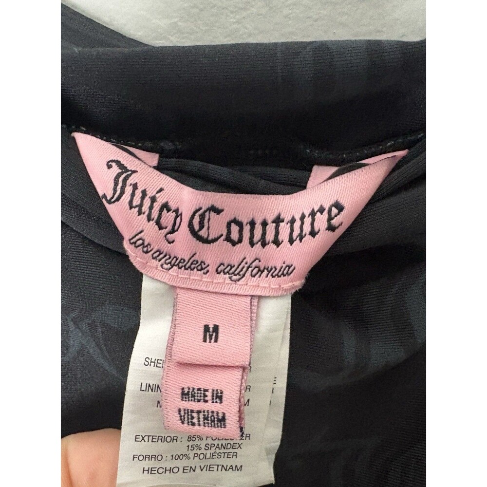 Juicy Couture Velour Shorts Black Rhinestone Logo Pockets Women's M - Picture 5 of 5